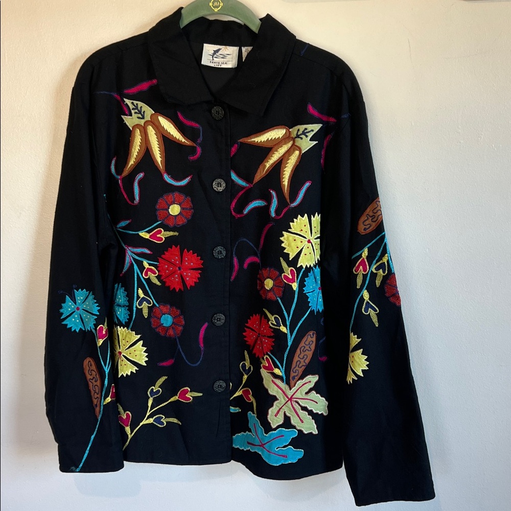 Earth Sea & Sky Medium Floral Button Down Jacket
